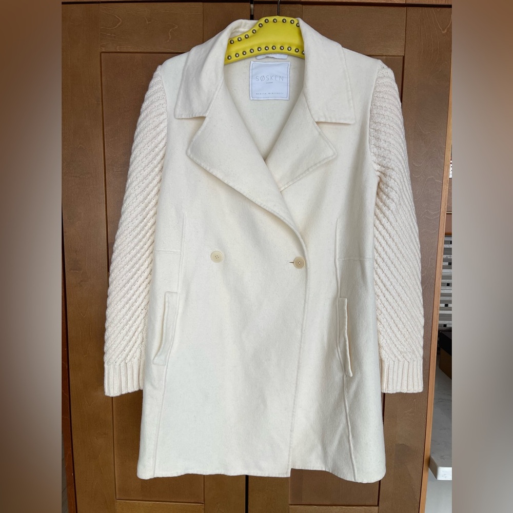 SOSKEN STUDIOS (Canada!) Cozy Cream Double-Breasted Wool Sweater/Coat, S-M